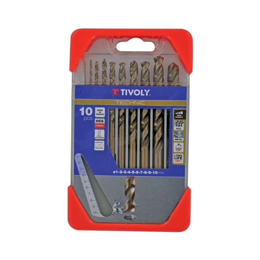 Drilled Tivoli Metal drill set HSCOB fully ground Clipster PRO 10pcs Ø1-10mm 5% cobalt – 5