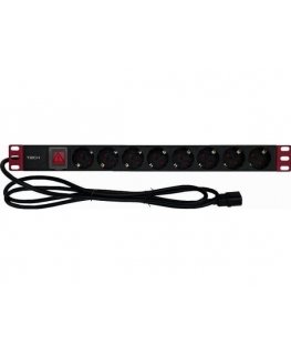 TECHLY rack power strip 19 inches 1U 8 places Schuko C14 2m