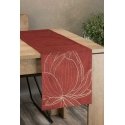 Eurofirany BLINK / 12 Velvet table runner with a large lotus flower pattern, 35X220 cm, color: brick