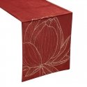 Eurofirany BLINK / 12 Velvet table runner with a large lotus flower pattern, 35X220 cm, color: brick