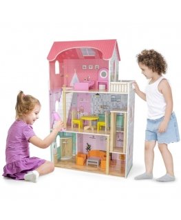 Viga Toys Large wooden 3-story dollhouse with Viga furniture