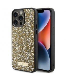 Guess Apple iPhone 15 Pro HC RHINESTONE METAL LOGO Yellow