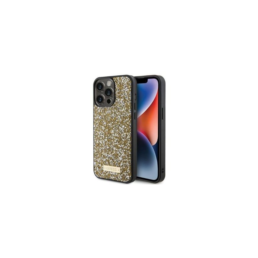 Guess Apple iPhone 15 Pro HC RHINESTONE METAL LOGO Yellow