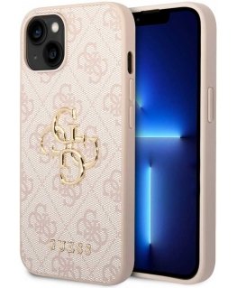 Guess dėklas skirtas iPhone 15 6,1" GUHCP15S4GMGPI rožinis HC PU odos 4G metalinis logotipas