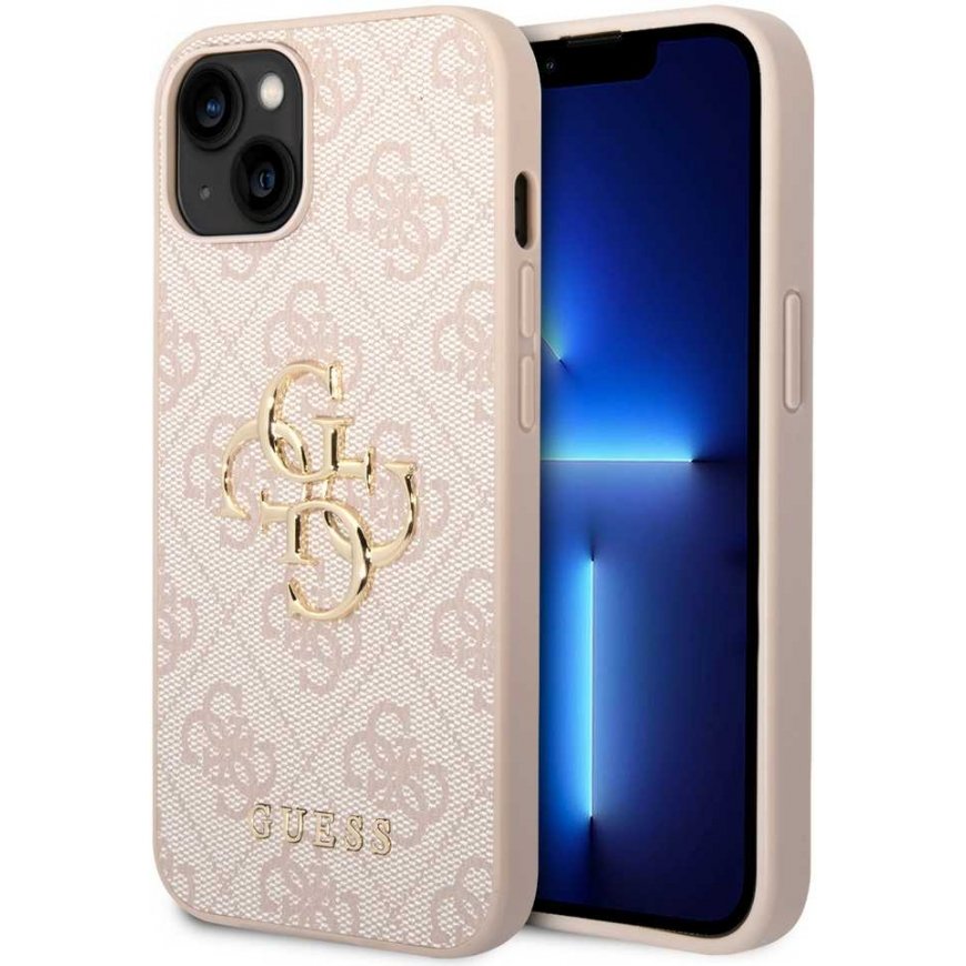 Guess Case for iPhone 15 6.1" GUHCP15S4GMGPI Pink HC PU Leather 4G Metal Logo