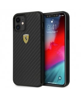 Ferrari FERCAHCP12SBK iPhone 12 mini 5.4 Black/Black On Track Real Carbon Hard Case