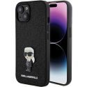 Case Karl Lagerfeld KLHCP15SGKNPSK iPhone 15 6.1" black|black hardcase Fixed Glitter Ikonik Logo Metal Pin