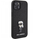 Dėklas Karl Lagerfeld KLHCP15SGKNPSK iPhone 15 6.1" juoda|juodas hardcase Fixed Glitter Ikonik Logo Metal Pin