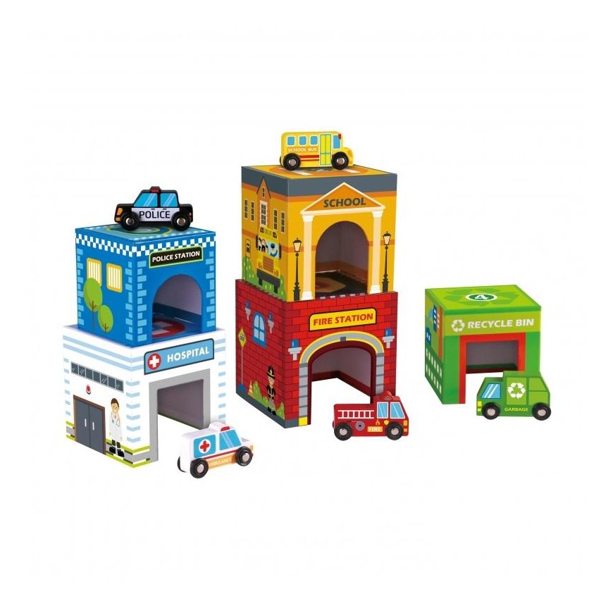 WOOPIE Green Cube Puzzle City vehicles in boxes + figures 10 pcs. – 3
