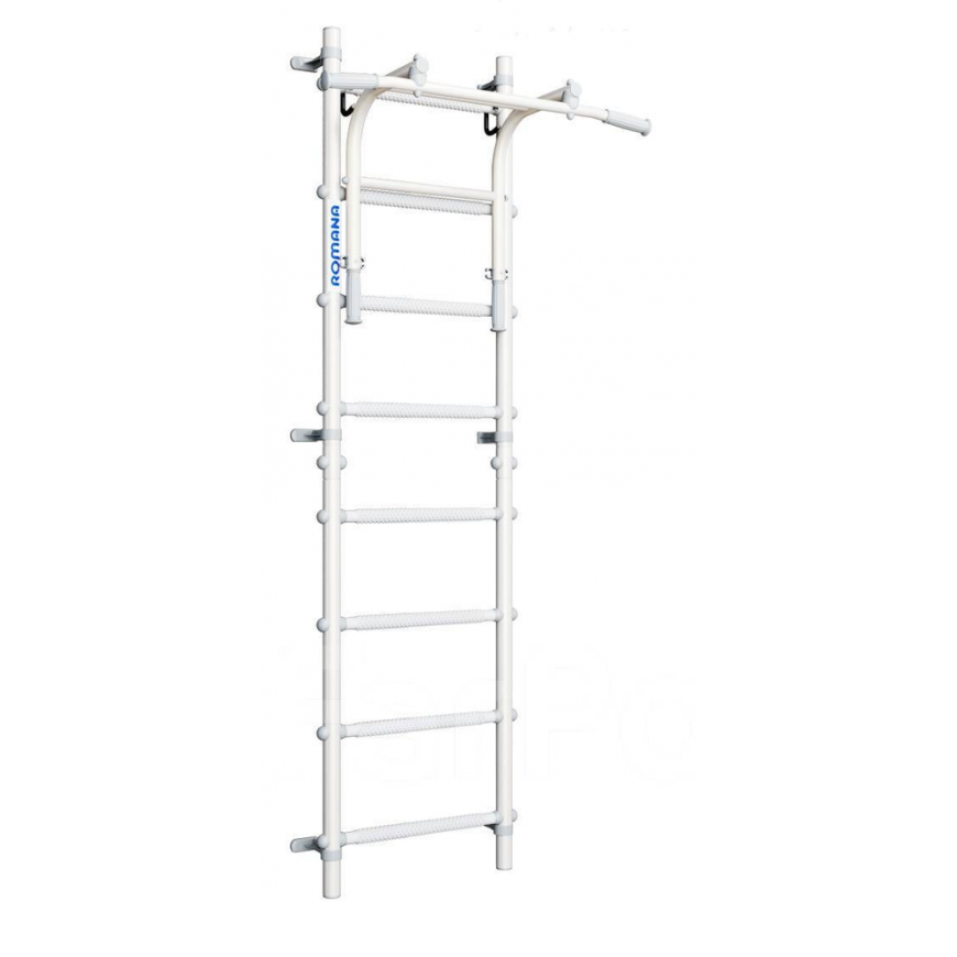 Sports complex (gymnastics wall) with crossbar 2in1 SANRO S11 Pastel white-grey, 211x49cm – 2