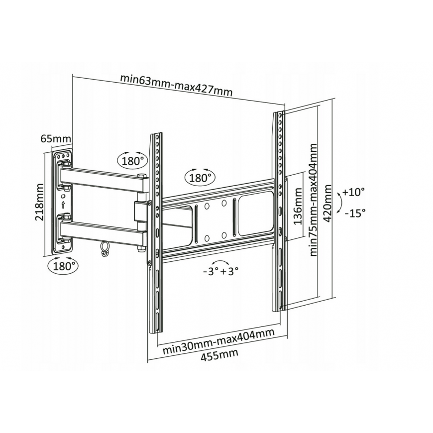 The Cabletech Adjustable Wall Mount is designed to mount a 32-inch - 55-inch TV monitor – 4