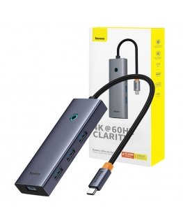6in1 Hub Baseus UltraJoy USB-C via HDMI4K@60Hz+4xUSB 3.0+PD (gray space)