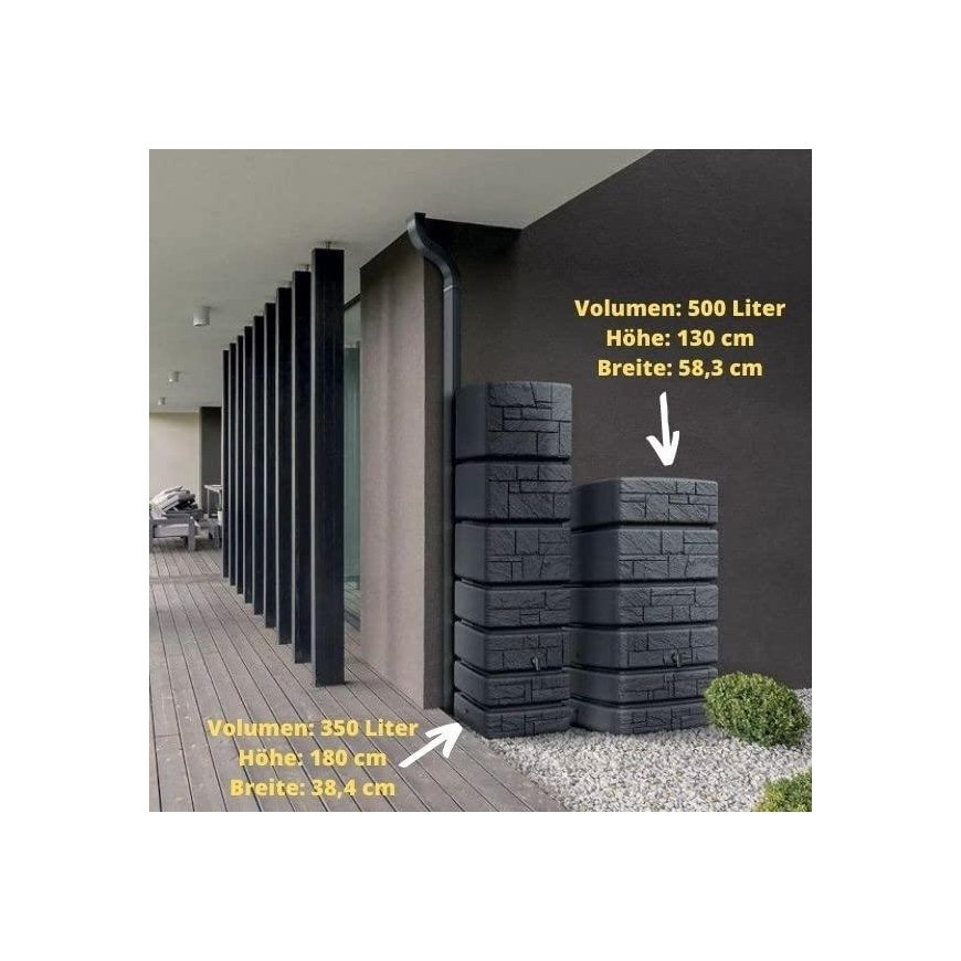 Prosperplast Tower Stone anthracite 350L rainwater tank – 3