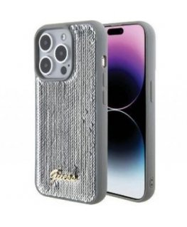 Guess Apple iPhone 15 Pro HC SEQUIN SCRIPT METAL Silver
