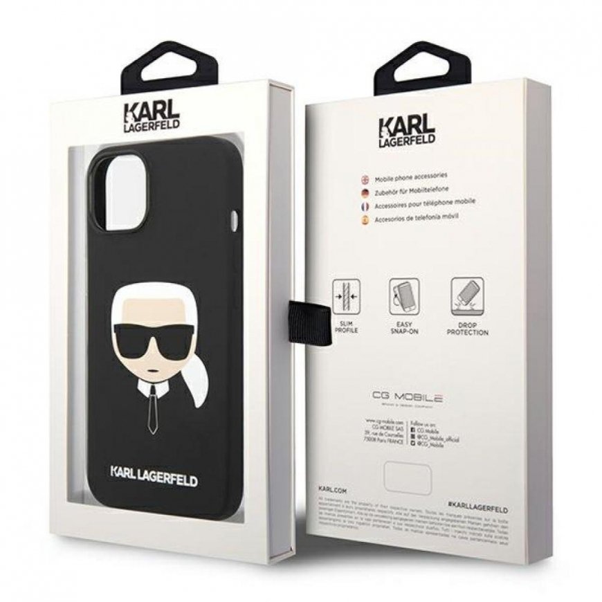 Karl Lagerfeld Case for iPhone 14 Plus 6.7" KLHMP14MSLKHBK Black Hardcase Magsafe Silicone Karl Head – 4