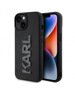 Karl Lagerfeld Case for iPhone 15 6.1" KLHCP15S3DMBKCK Black HC 3D Logo Glitter