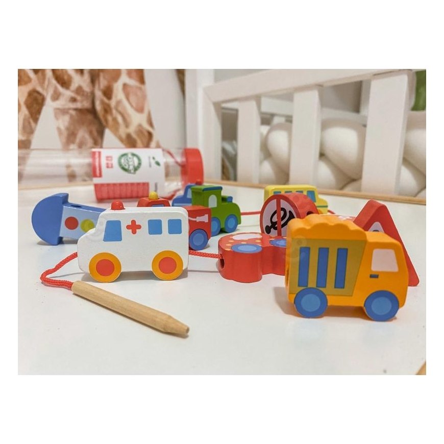 Wooden educational drill blocks 13 pcs. - Vehicles for Woopie – 2