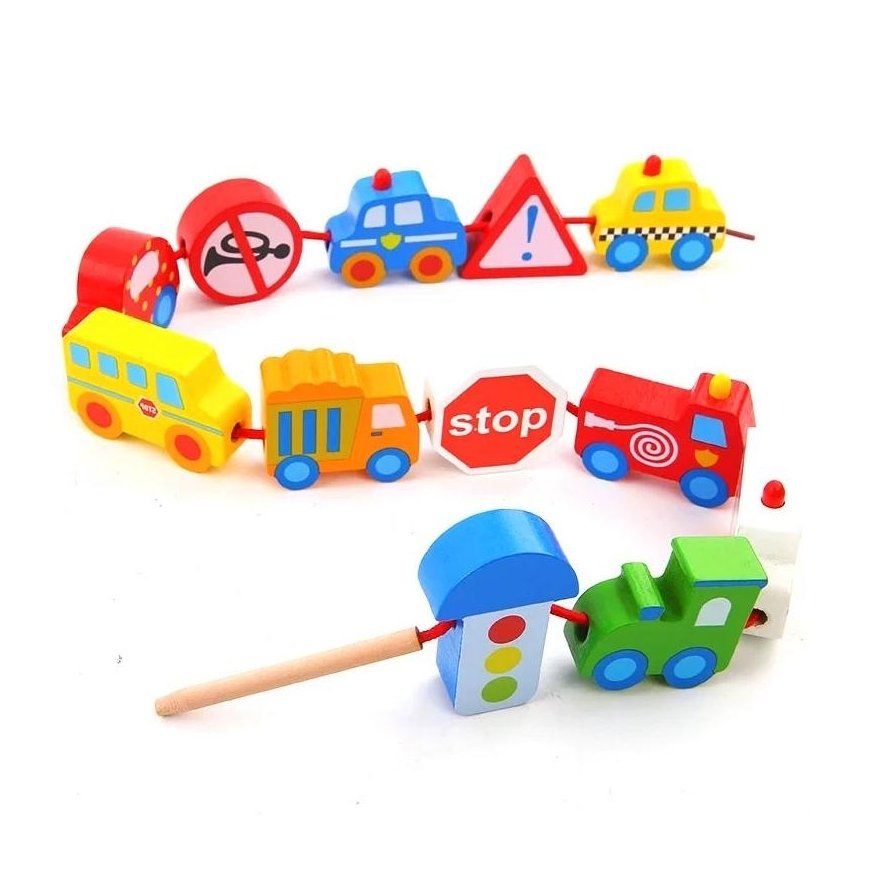 Wooden educational drill blocks 13 pcs. - Vehicles for Woopie – 4