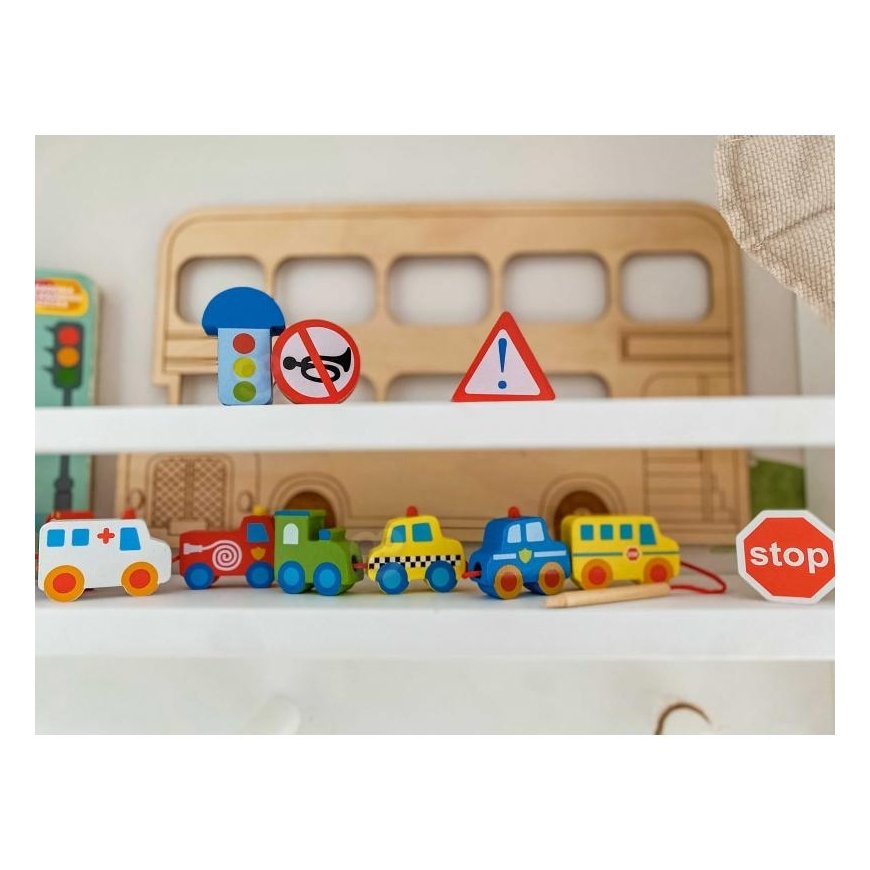 Wooden educational drill blocks 13 pcs. - Vehicles for Woopie – 5