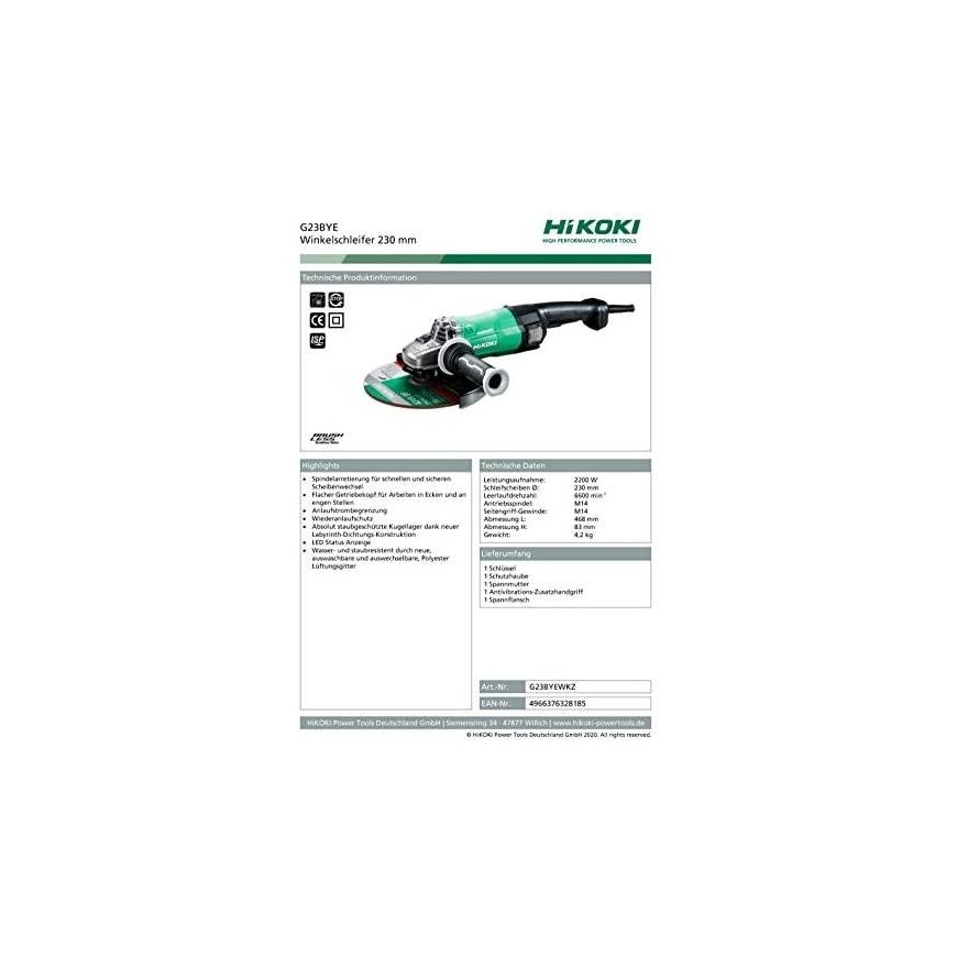 Angle grinder HiKOKI G23BYE – 2