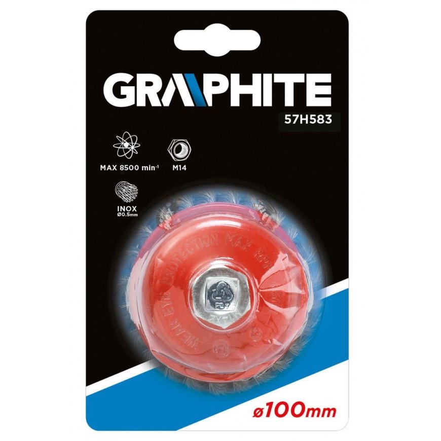 GRAPHITE Vielinis užpakalinis šepetys 100 mm x M14, INOX – 3