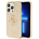 Guess Apple iPhone 15 Pro Max Fixed Glitter 4G Metal Logo Case Gold Guess Apple iPhone 15 Pro Max Fixed Glitter 4G Metal Logo Case Gold
