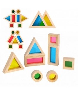 Tooky Toys TOOKY TOY Wooden Colored Set Mirror blocks 8 el. FSC