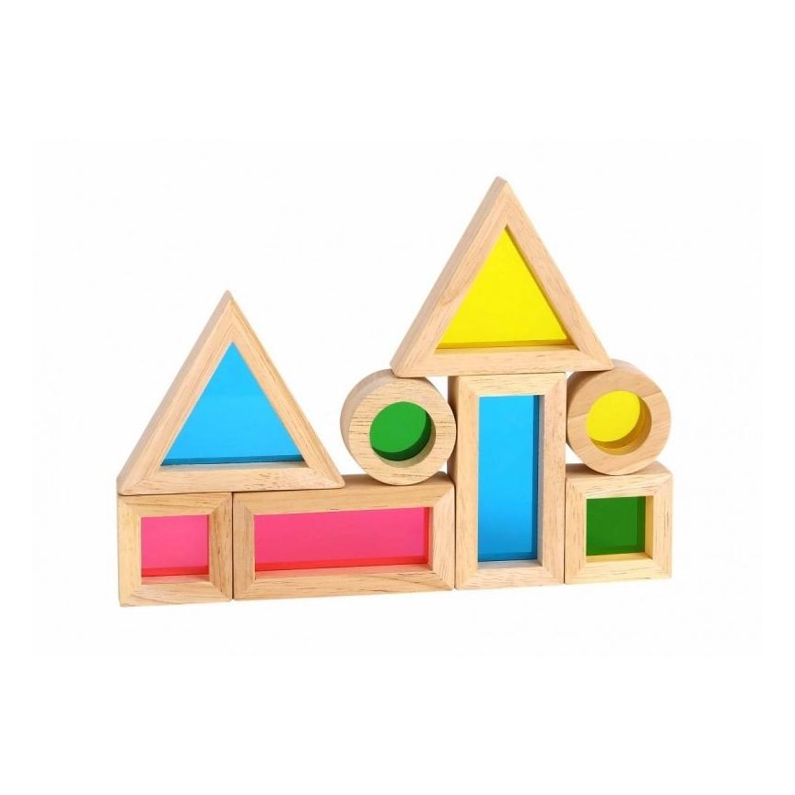 Tooky Toys TOOKY TOY Mediniai Spalvoti Rinkinys Veidrodiniai blokeliai 8 el. FSC – 2