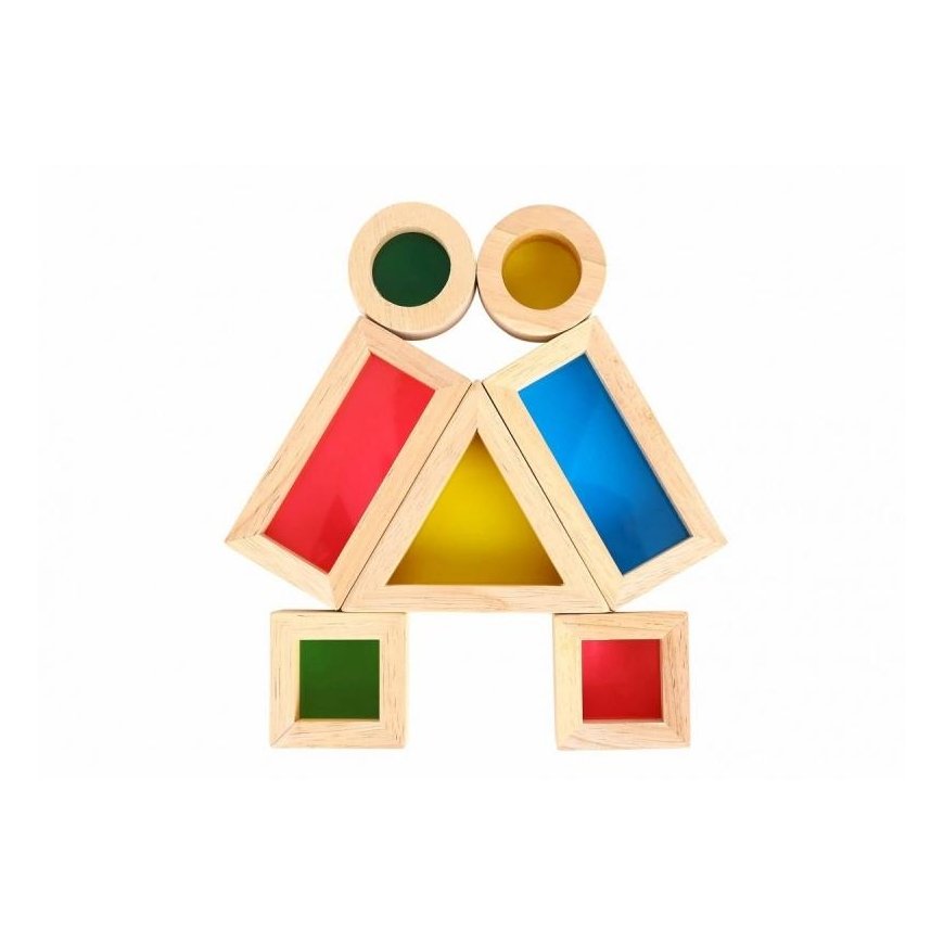 Tooky Toys TOOKY TOY Mediniai Spalvoti Rinkinys Veidrodiniai blokeliai 8 el. FSC – 5
