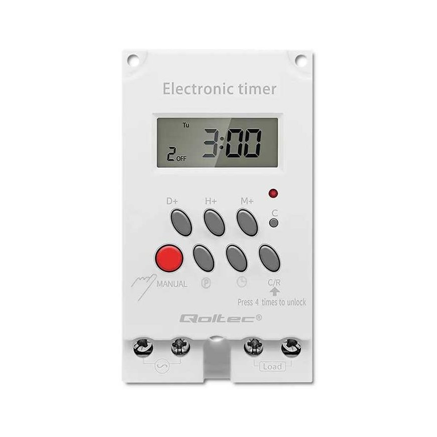 Qoltec Electronic timer din rail pc0629
