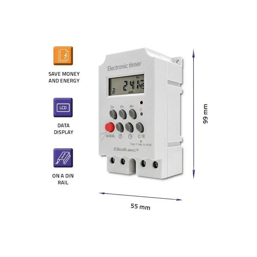 Qoltec Electronic timer din rail pc0629 – 3