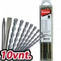 Drill Makita D-44971 SDS-PLUS Set (5.5x160mm 6x160mm 6.5x160mm 7x160mm 8x160mm 10x160mm 12x160mm 15x160mm chisel 160mm chisel 20
