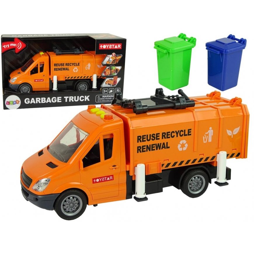Lean Sport Lean Cars Garbage Truck with Friction Gear Sound Effects Orange – 2