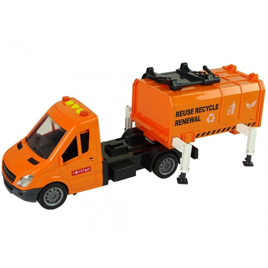 Lean Sport Lean Cars Garbage Truck with Friction Gear Sound Effects Orange – 5