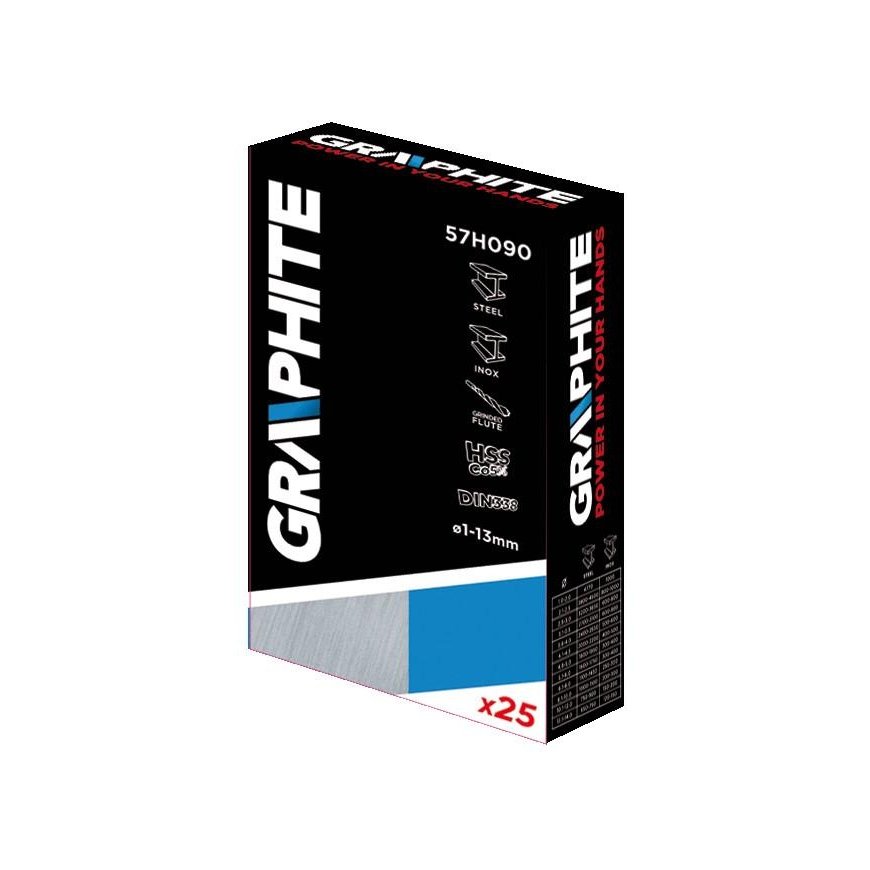 Drill Graphite HSS-Co metal drills 1.0-13.0 mm, set of 25 pcs. – 3