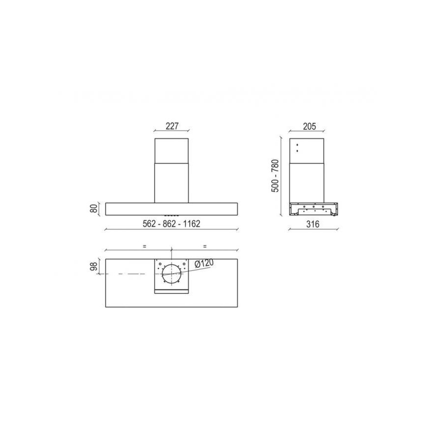 Baraldi Integra Inside 56cm 380m3/h stainless steel T-shaped cabinet hood – 2