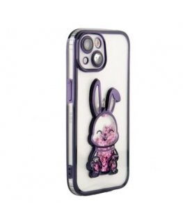 iLike Apple iPhone 15 Silicone Case Print Desire Rabbit Purple