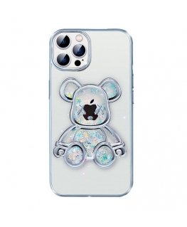 iLike Apple iPhone 15 Pro Max Silicone Case Print Desire Bear Silver
