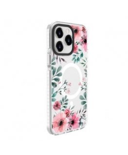 Evelatus Apple iPhone 15 Pro Max PC+TPU With MagSafe Customized Print Flower Transparent