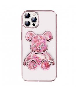 iLike Apple iPhone 15 Pro Silicone Case Print Desire Bear Pink