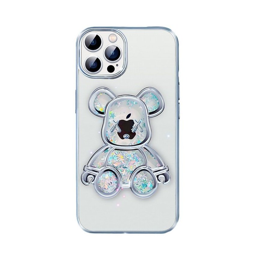 iLike Apple iPhone 15 Pro Silicone Case Print Desire Bear Silver