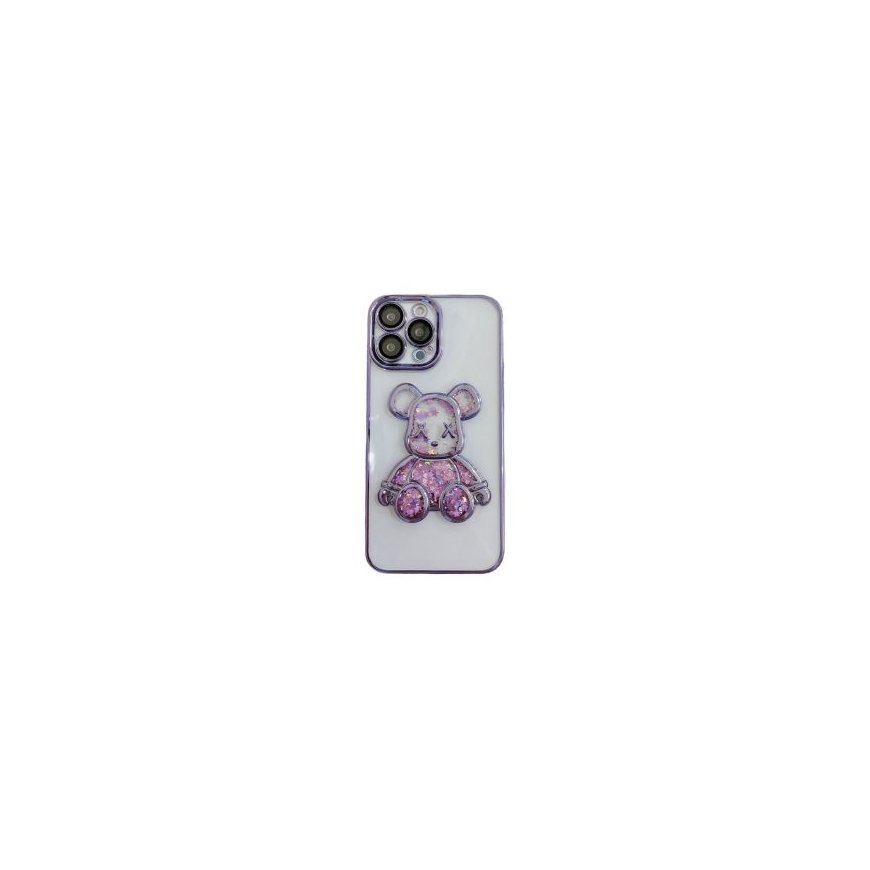 iLike Apple iPhone 15 Pro Silicone Case Print Desire Bear Purple