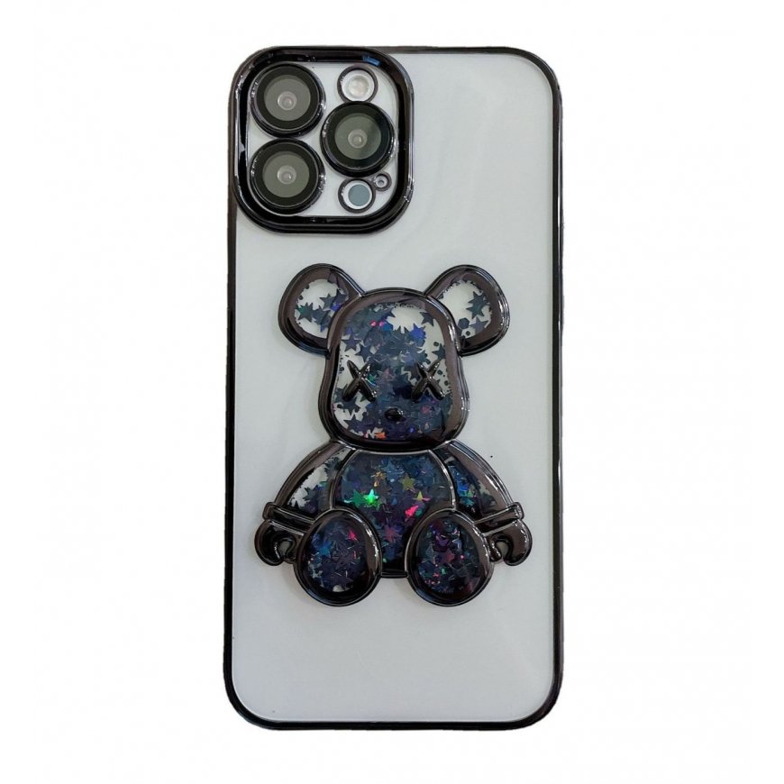 iLike Apple iPhone 15 Pro Silicone Case Print Desire Bear Black