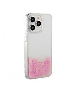 iLike Apple iPhone 15 Pro Max Silicone Case Water Glitter Pink