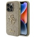 Guess Apple iPhone 15 Pro Fixed Glitter 4G Metal Logo Case Gold Guess Apple iPhone 15 Pro Fixed Glitter 4G Metal Logo Case Gold