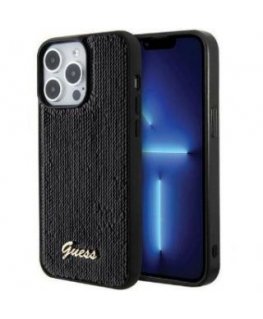 Guess Apple iPhone 15 Pro Max HC SEQUIN SCRIPT METAL Black