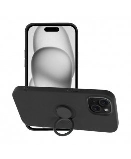 TakeMe Finger Ring maks-apvalks ar stendu / pirksta turētāju / magnētisku elementu auto turētājam Apple iPhone 15 Pro Max Melns