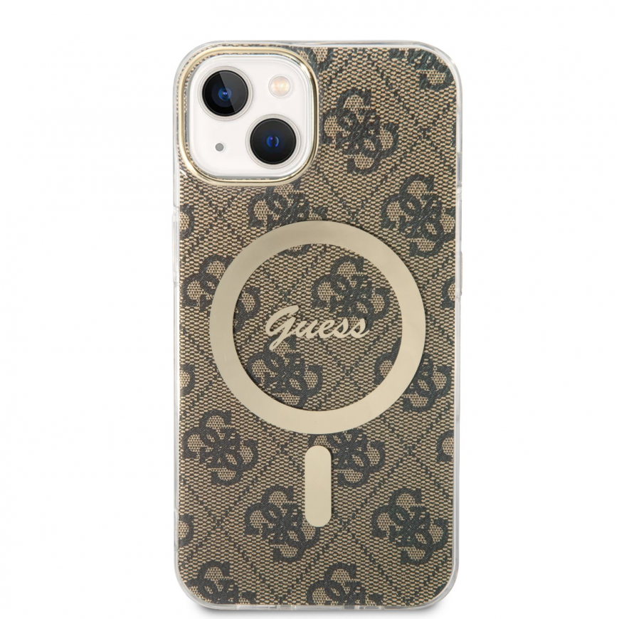 Guess 4G IML MagSafe suderinamas dėklas, skirtas iPhone 13 Brown
