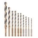 Grąžtas kompleksas 10 vnt. metaliniai grąžtai Juodas&Gold 1/4" laikiklis, DEWALT [DT20620-QZ] TOUGH CASE+