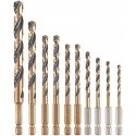 Drilled complex 10 pcs. metal drills Black&Gold 1/4" holder, DEWALT [DT20620-QZ] TOUGH CASE+
